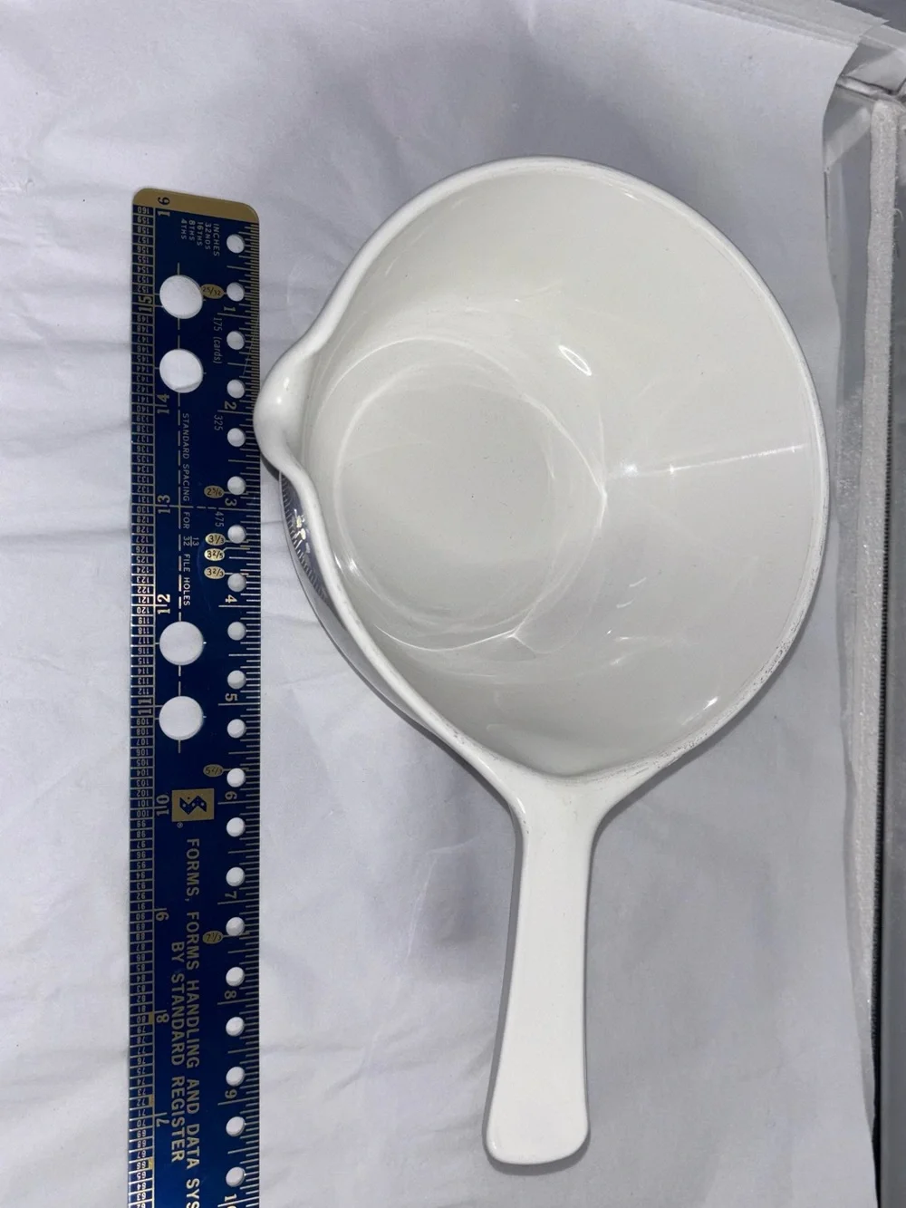 White Corningware Saucepan with Pour Spout and Handle